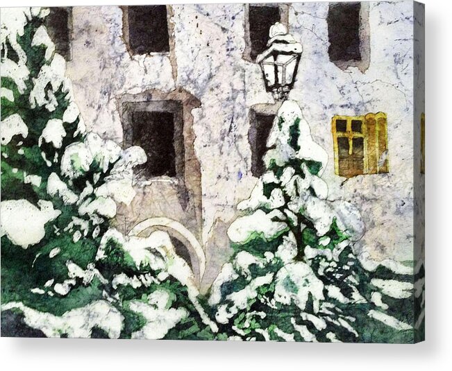 Snow Acrylic Print featuring the painting A Winter's Day by Diane Fujimoto