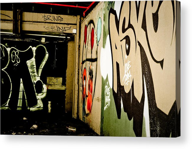 Graffiti Acrylic Print featuring the painting Abandoned and Grunge by Yurix Sardinelly