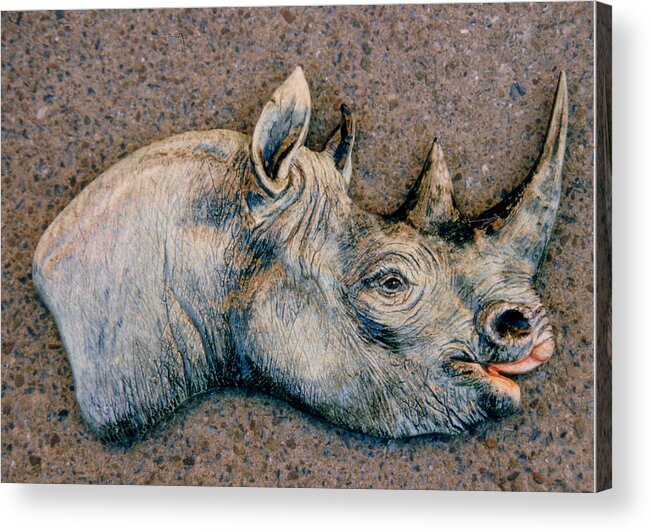 Rhino Acrylic Print featuring the sculpture African Black Rhino by Dy Witt