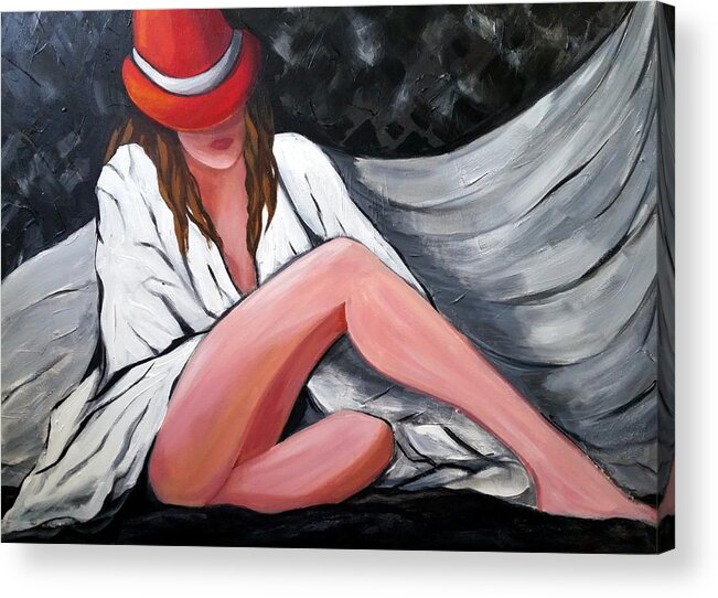 Figurative Acrylic Print featuring the painting After A Night on the Town by Rosie Sherman