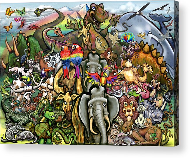 Animal Acrylic Print featuring the painting All Creatures Great Small by Kevin Middleton