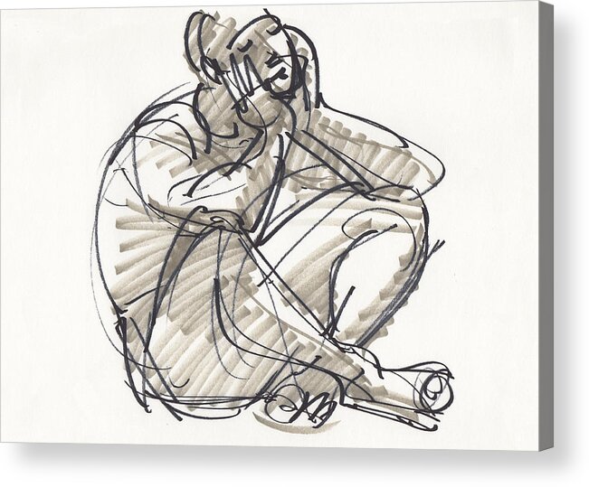 Figure Study Acrylic Print featuring the drawing Alvin by Judith Kunzle