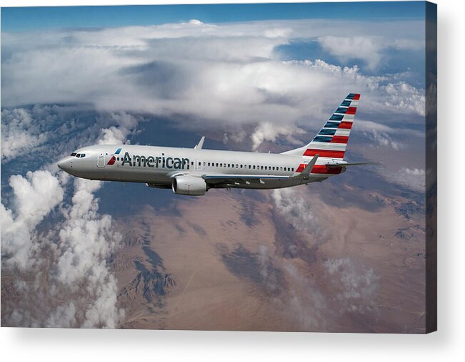 American Airlines Acrylic Print featuring the mixed media American Airlines Boeing 737-800 by Erik Simonsen