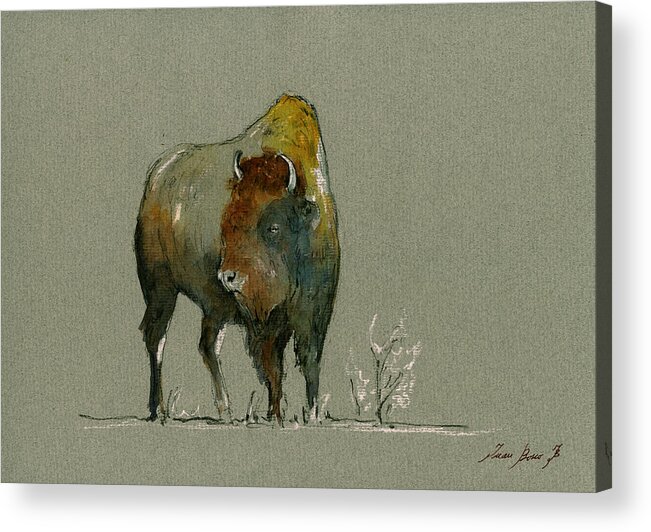 American Buffalo Acrylic Print featuring the painting American buffalo by Juan Bosco