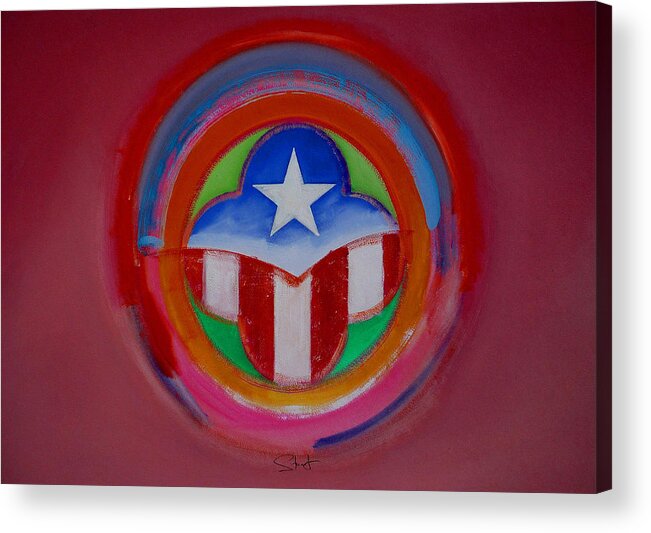 Button Acrylic Print featuring the painting American Star Button by Charles Stuart