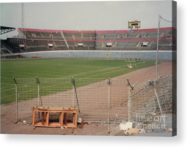 Ajax Acrylic Print featuring the photograph Amsterdam Olympic Stadium - South End Grandstand 1 - April 1996 by Legendary Football Grounds