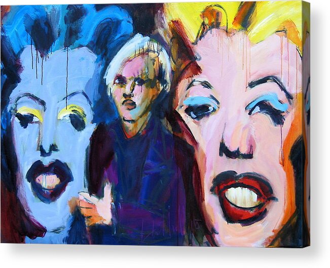 Andy Warhol Acrylic Print featuring the painting Andy's Monsters by Les Leffingwell