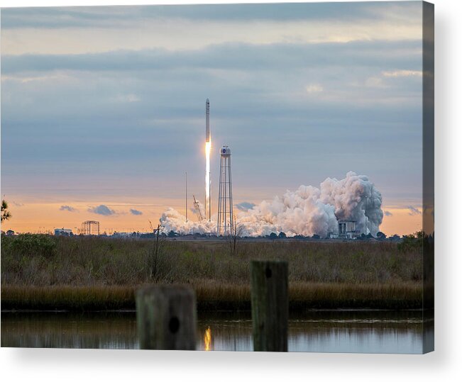 Antares Launch Acrylic Print featuring the photograph Antares Launch From Wallops Island by M C Hood