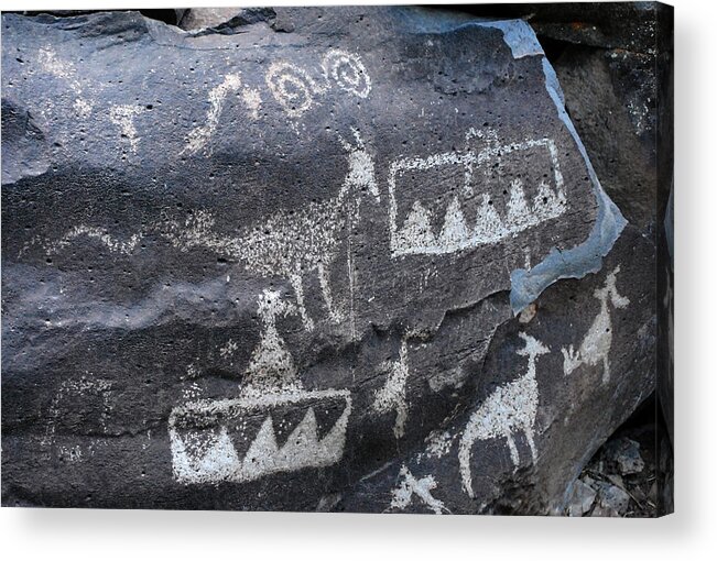 Petroglyphs Acrylic Print featuring the photograph Antelope with snake by Glory Ann Penington