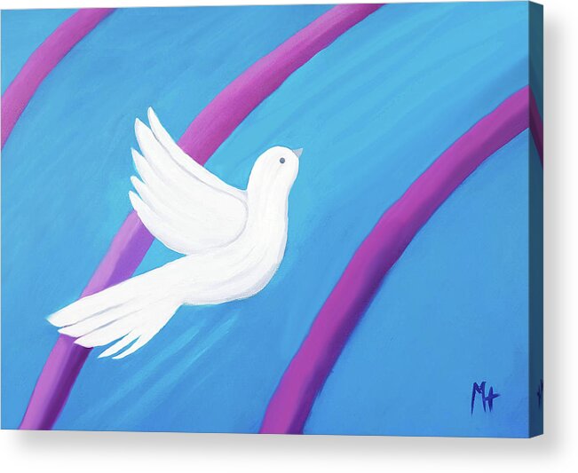 Dove Acrylic Print featuring the painting Ascending by Margaret Harmon