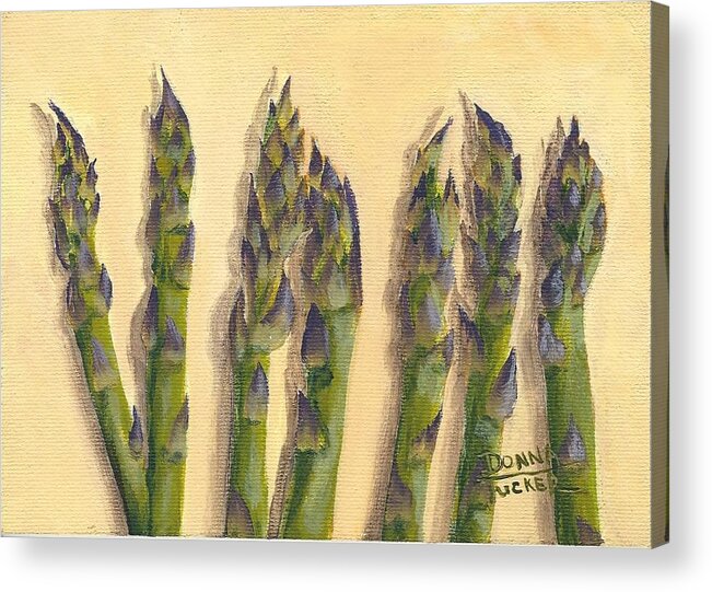 Vegetable Acrylic Print featuring the painting Asparagus in a Row by Donna Tucker