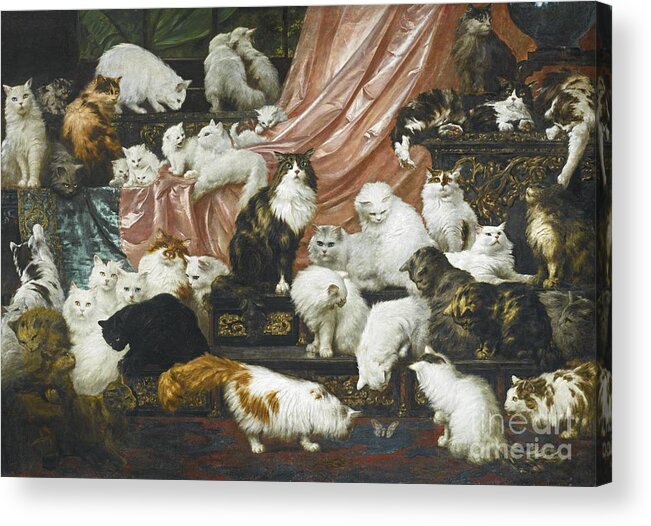 Carl Kahler 1855-1906 Austrian My Wife's Lovers.cats Acrylic Print featuring the painting Austrian My Wife's Lovers by MotionAge Designs