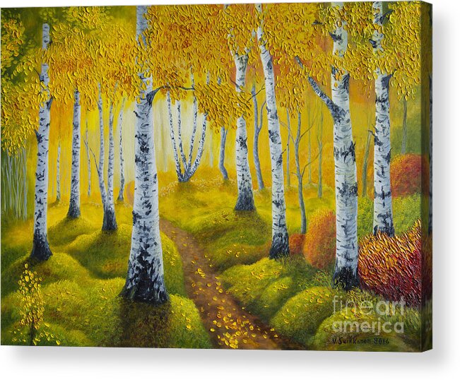 Art Acrylic Print featuring the painting Autumn path by Veikko Suikkanen