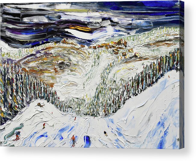 Morzine Acrylic Print featuring the painting Avoriaz Ahead by Pete Caswell