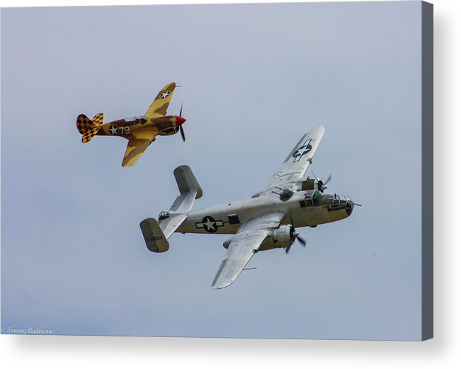North American B-25 Mitchell Acrylic Print featuring the photograph B-25 and Escort by Tommy Anderson