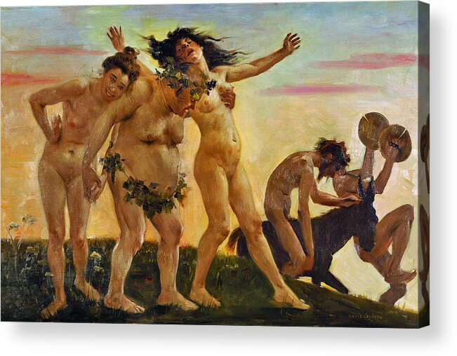 Lovis Corinth Acrylic Print featuring the painting Baccants Returning Home by Lovis Corinth