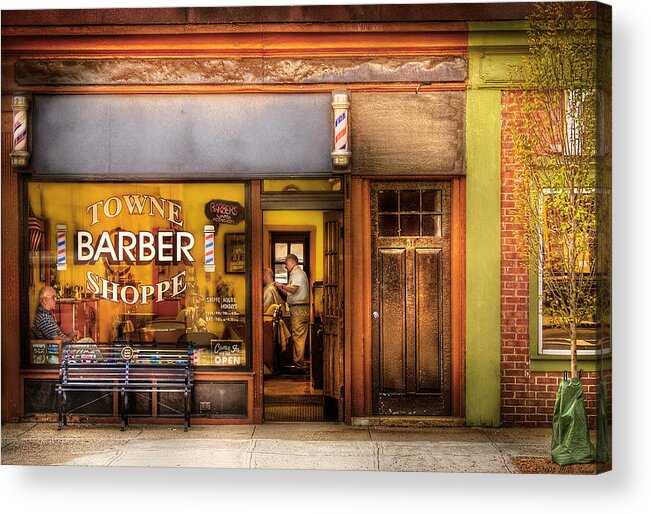 Hair Acrylic Print featuring the photograph Barber - Towne Barber Shop by Mike Savad