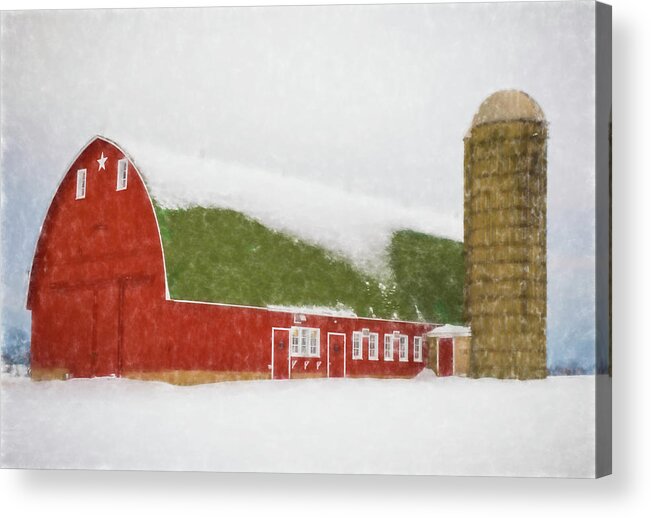 Barn Acrylic Print featuring the photograph Barn in Winter by John Roach