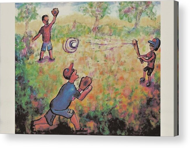 Baseball Acrylic Print featuring the painting Baseball by Suzanne Marie Leclair