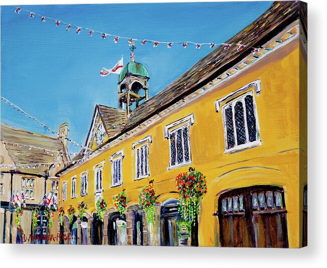 Acrylic Acrylic Print featuring the painting Baskets And Bunting, Tetbury Market Hall by Seeables Visual Arts