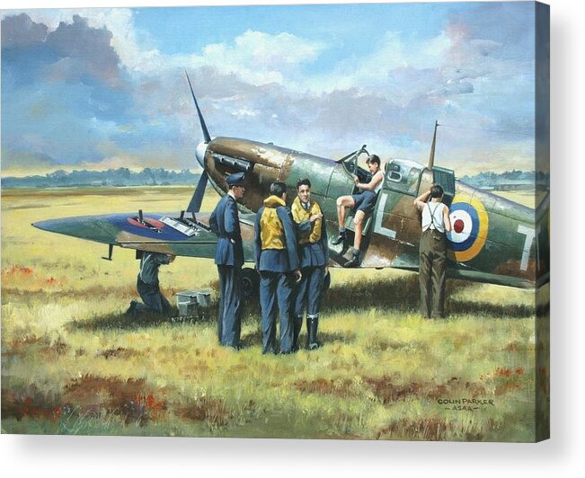 Aviation Art Acrylic Print featuring the painting 'Battle Tactics' by Colin Parker