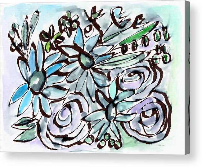 Flowers Acrylic Print featuring the painting Beach Glass Flowers 2- Art by Linda Woods by Linda Woods