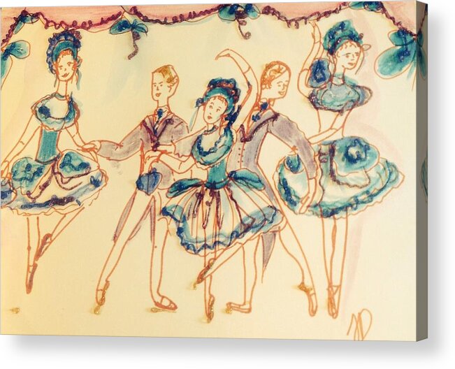Ballet Acrylic Print featuring the painting Beauty in blue ballet by Judith Desrosiers