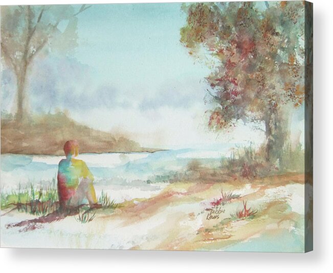 Watercolor Landscape Acrylic Print featuring the painting Being Here by Debbie Lewis