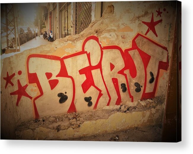 Beirut Acrylic Print featuring the photograph Beirut on a Graffiti Wall by Funkpix Photo Hunter