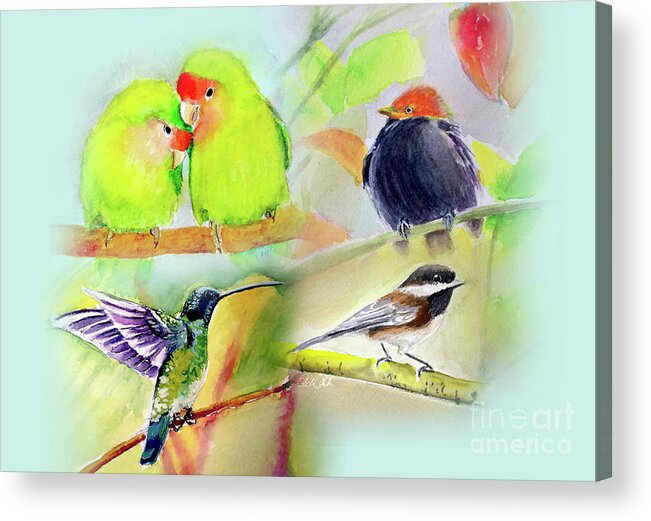 Hummingbird Acrylic Print featuring the painting Birds by Allison Ashton
