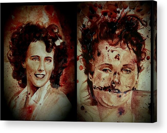 Ryan Almighty Acrylic Print featuring the painting Black Dahlia Elizabeth Short before and after by Ryan Almighty