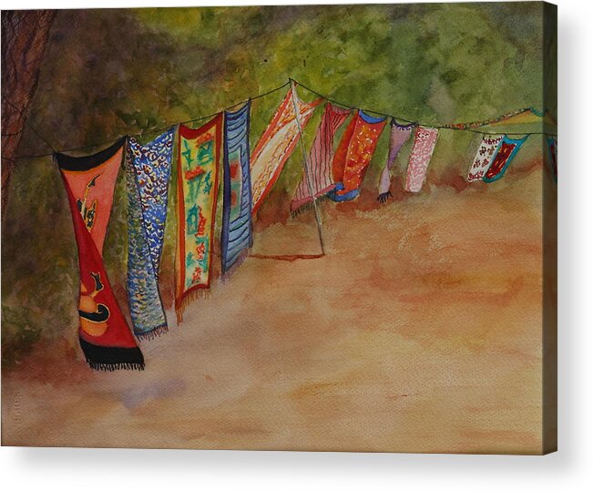 Sari Acrylic Print featuring the painting Blowin' in the Wind by Ruth Kamenev