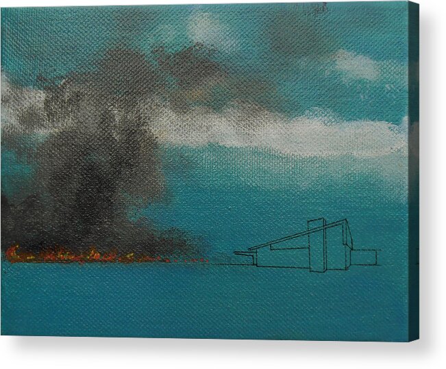 palm Springs Acrylic Print featuring the painting Blue Alexander with Brush Fire by Stan Magnan