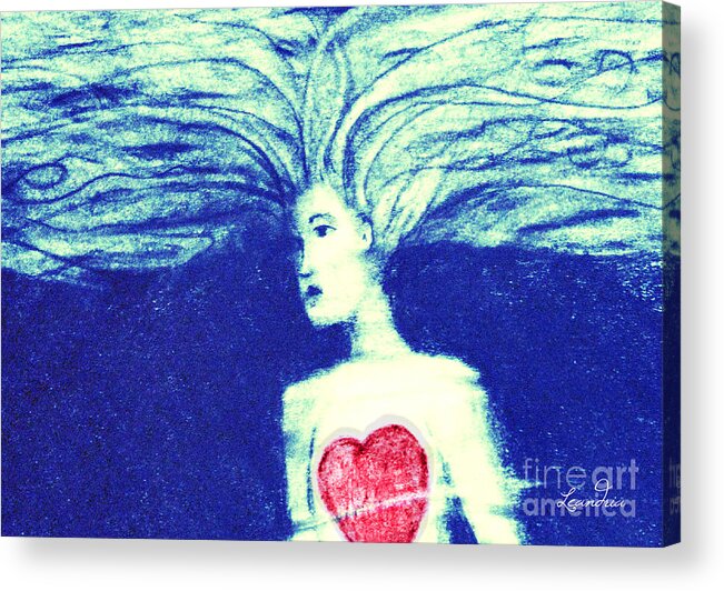 Floating Hearts Acrylic Print featuring the digital art Blue Floating Heart by Leandria Goodman