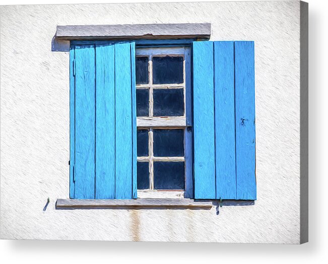 Window Acrylic Print featuring the painting Blue Shutters of Peniche by David Letts