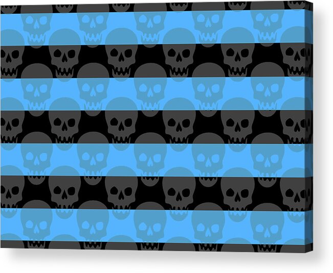 Blue Acrylic Print featuring the digital art Blue Skull Stripes by Roseanne Jones