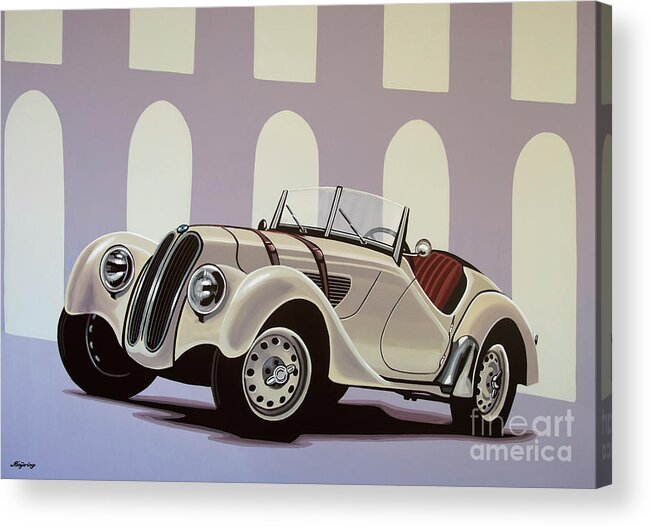 Bmw 328 Roadster Acrylic Print featuring the painting BMW 328 Roadster 1936 Painting by Paul Meijering