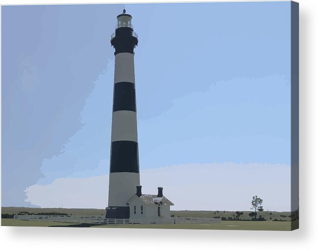 Bodie Acrylic Print featuring the digital art Bodie Island Lighthouse by Darrell Foster
