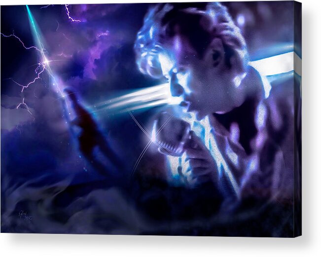 David Bowie Acrylic Print featuring the photograph Bowie a Trip to the Stars by Glenn Feron