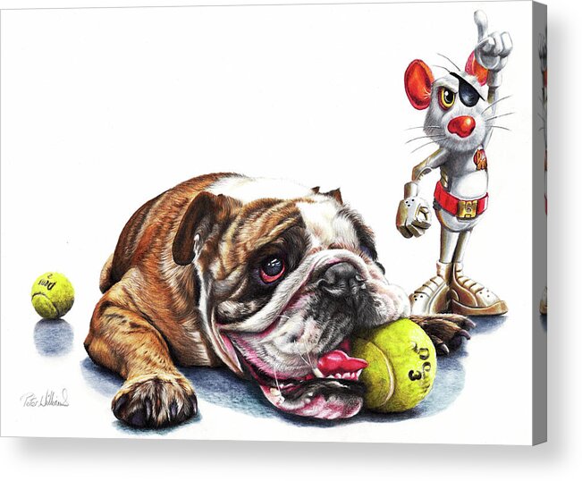 Dog Acrylic Print featuring the drawing Boy's Toys by Peter Williams