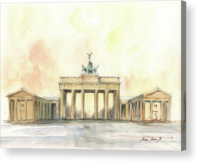 Berlin Acrylic Print featuring the painting Brandenburger tor, berlin by Juan Bosco
