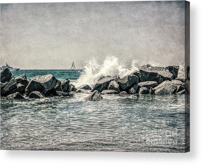 Blue Acrylic Print featuring the photograph Breakwater by Joe Lach