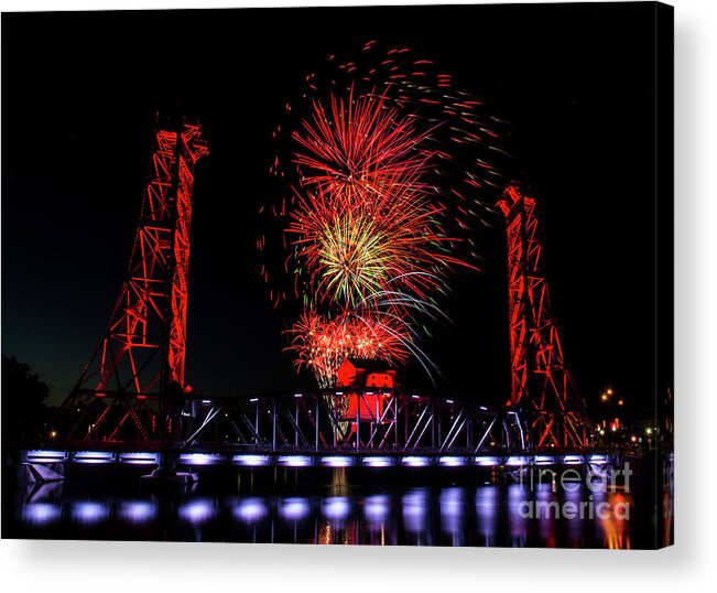 Fireworks Acrylic Print featuring the photograph Bridge 13 in Welland by JT Lewis
