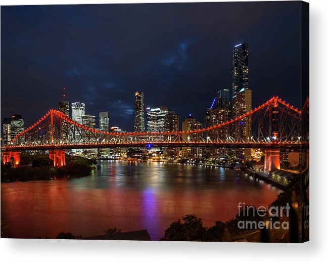 Australia Acrylic Print featuring the photograph Brisbane Skyline after dark by Andrew Michael