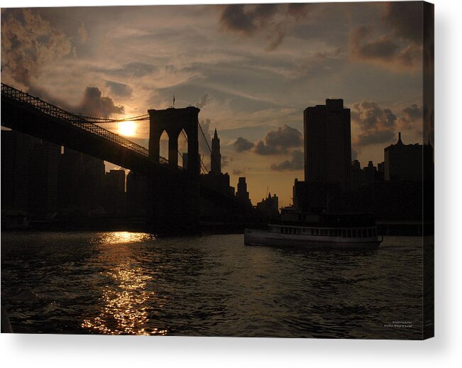 Brooklyn Bridge Acrylic Print featuring the photograph Brooklyn Bridge - Sunset by Frank Mari