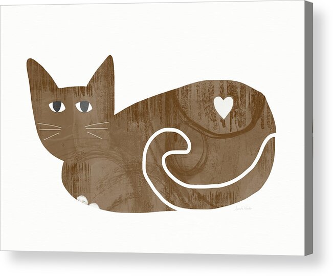 Cat Acrylic Print featuring the painting Brown Cat- Art by Linda Woods by Linda Woods