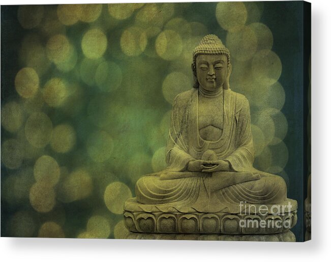 Buddha Acrylic Print featuring the photograph Buddha Light Gold by Hannes Cmarits