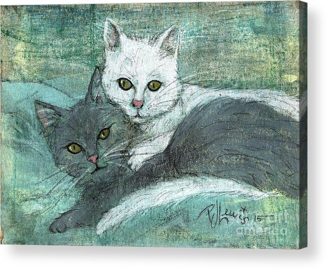 Cats Acrylic Print featuring the painting Buddies by PJ Lewis