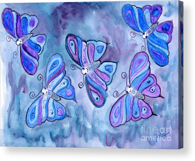 Butterfly Acrylic Print featuring the painting Butterflies by Julia Stubbe