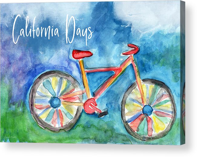 Bike Acrylic Print featuring the painting California Days - Art by Linda Woods by Linda Woods